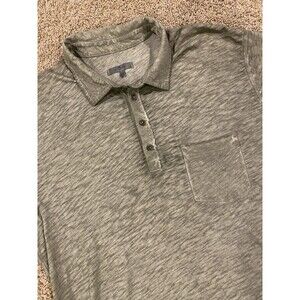 7 For All Mankind Casual Cotton‎ Polo Shirt Olive Green Heathered Size Large